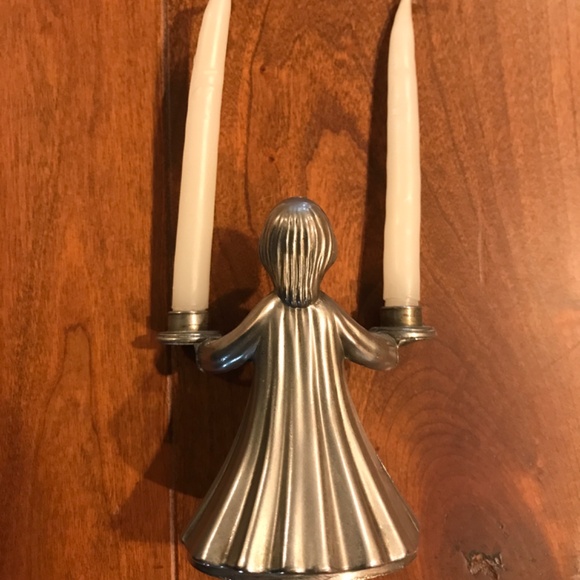 VINTAGE ITALIAN PEWTER CHOIR BOY/CHRISTMAS ANGEL DUAL CANDLE HOLDER SMALL FIGURE - Picture 2 of 5